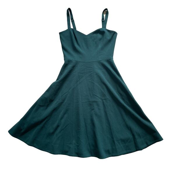 Dress The Population Aline Dress Medium Green Pine Fit Flare Pockets Party Event - Picture 9 of 11